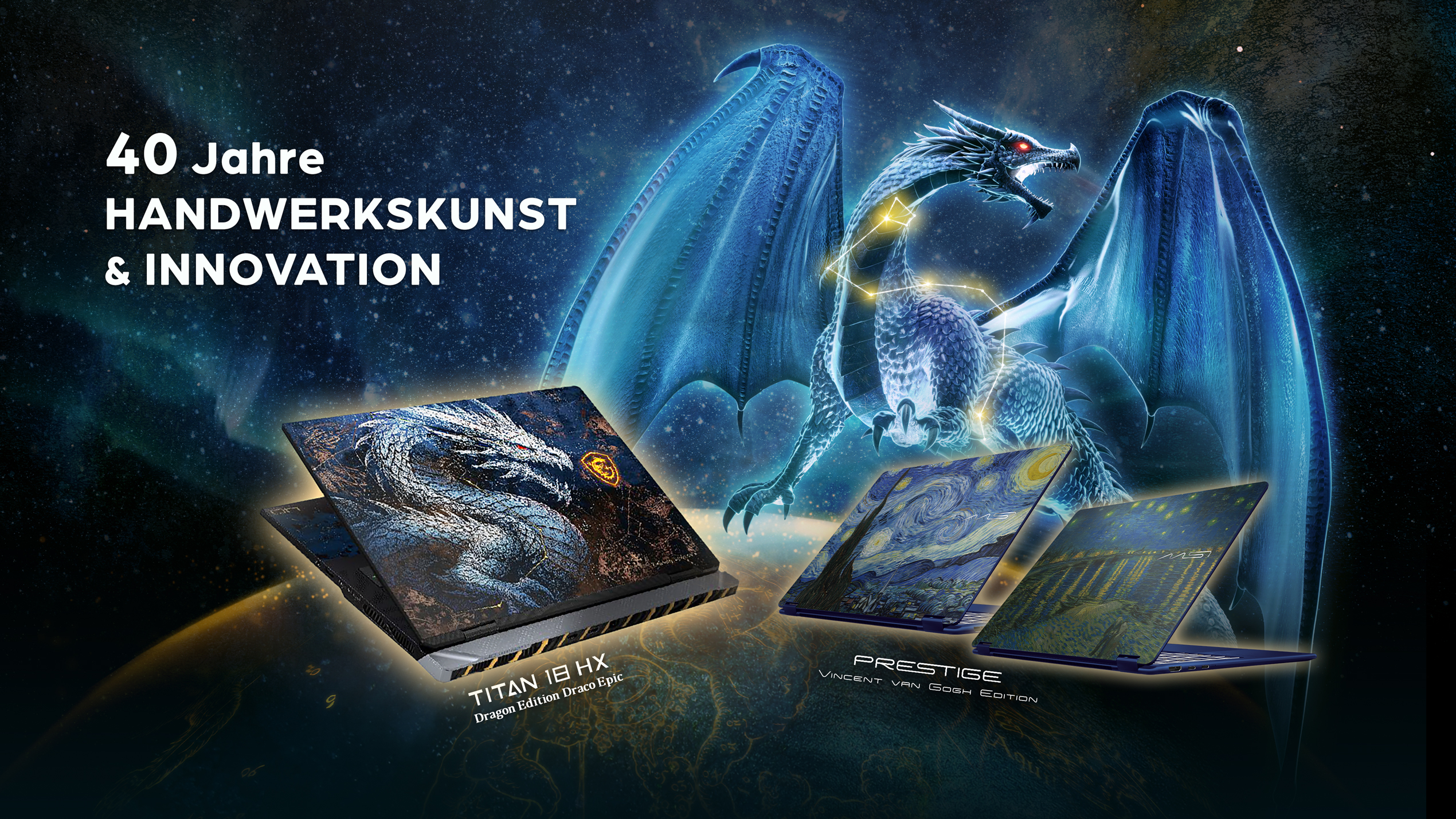 MSI feiert sein 40. Firmenjubiläum auf der COMPUTEX 2026 mit Titan 18 HX Dragon Edition Draco Epic und Prestige 14 Flip AI+ Vincent van Gogh Edition